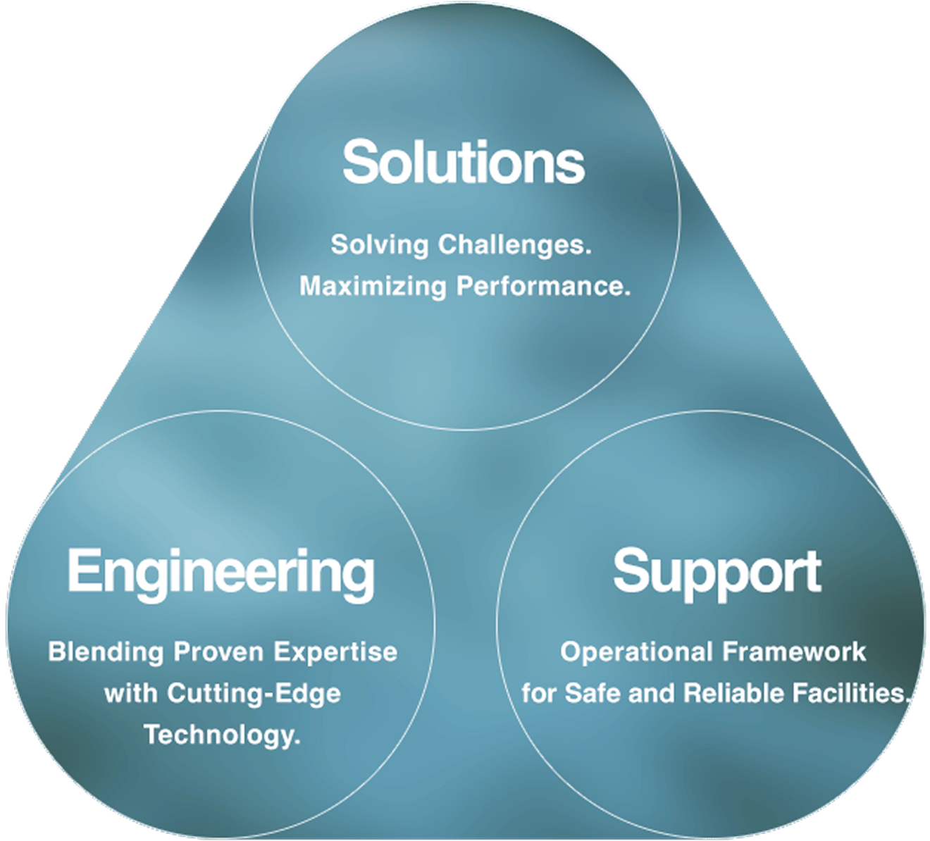 Venn diagram of Solutions, Engineering and Support